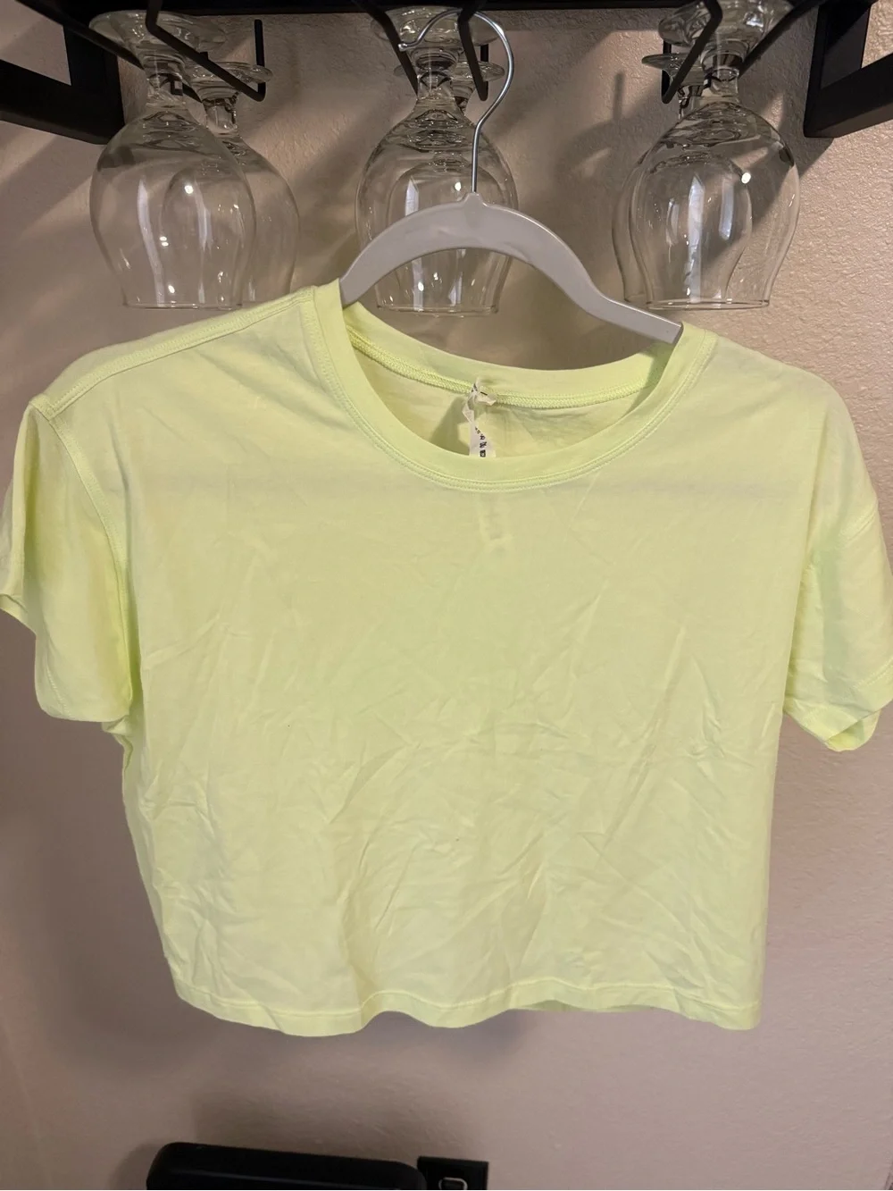 Lululemon All Yours Cropped T-Shirt Elixir Lime Green Size 4 Pima Cotton